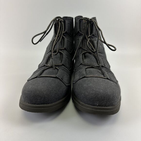 Sorel Major Lace Up Ankle Boot Wedge Gray Canvas Leather NL2163-010 Womens 10 - Picture 3 of 14